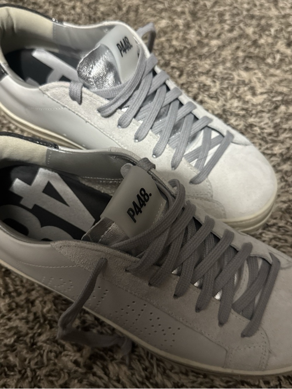 P448 Silver & Light Gray Low-Top Sneakers